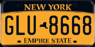 NY license plate GLU8668