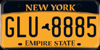 NY license plate GLU8885