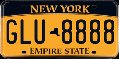 NY license plate GLU8888