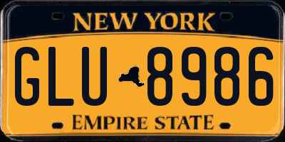 NY license plate GLU8986