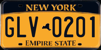 NY license plate GLV0201