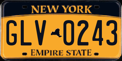 NY license plate GLV0243