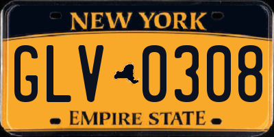NY license plate GLV0308
