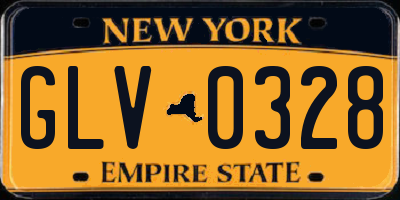 NY license plate GLV0328