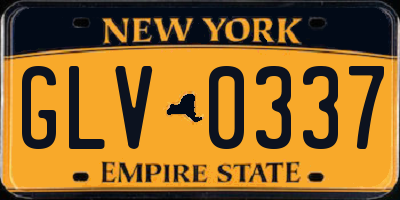 NY license plate GLV0337