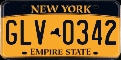 NY license plate GLV0342