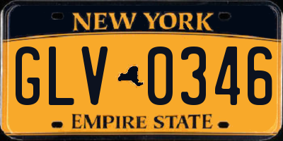 NY license plate GLV0346