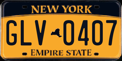 NY license plate GLV0407