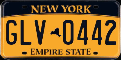NY license plate GLV0442