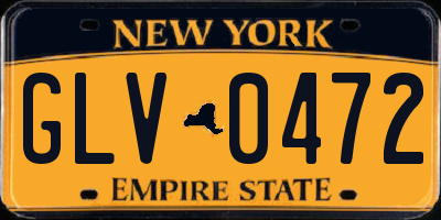 NY license plate GLV0472