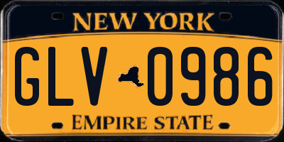 NY license plate GLV0986