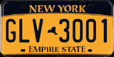 NY license plate GLV3001