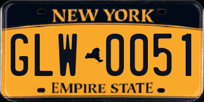 NY license plate GLW0051