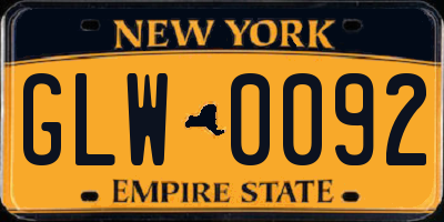 NY license plate GLW0092