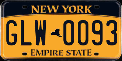 NY license plate GLW0093