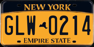 NY license plate GLW0214