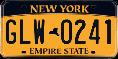 NY license plate GLW0241