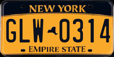 NY license plate GLW0314