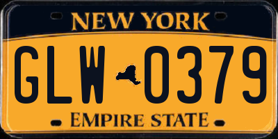 NY license plate GLW0379