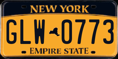 NY license plate GLW0773