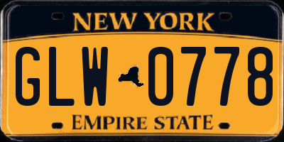 NY license plate GLW0778