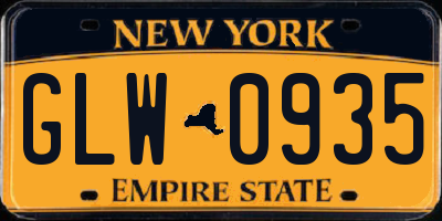 NY license plate GLW0935