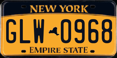 NY license plate GLW0968