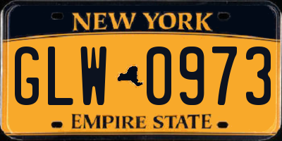 NY license plate GLW0973