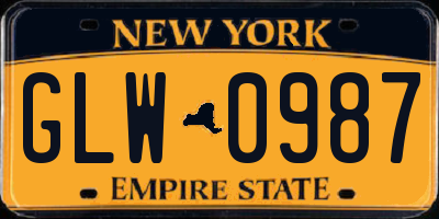 NY license plate GLW0987