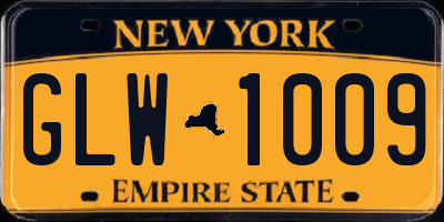 NY license plate GLW1009