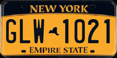 NY license plate GLW1021