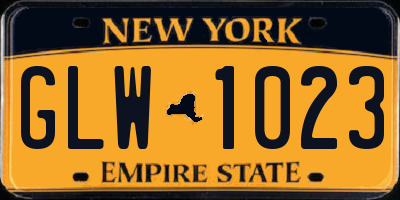 NY license plate GLW1023