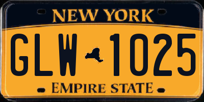 NY license plate GLW1025