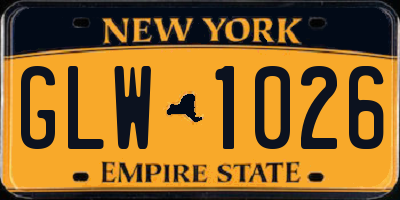 NY license plate GLW1026