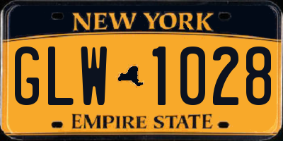 NY license plate GLW1028