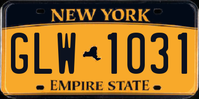 NY license plate GLW1031