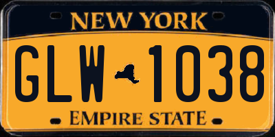 NY license plate GLW1038