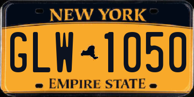 NY license plate GLW1050