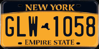 NY license plate GLW1058