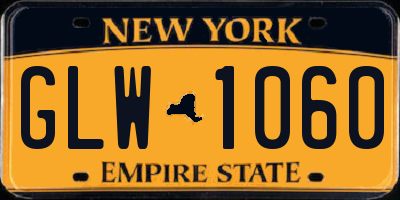 NY license plate GLW1060
