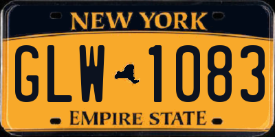 NY license plate GLW1083