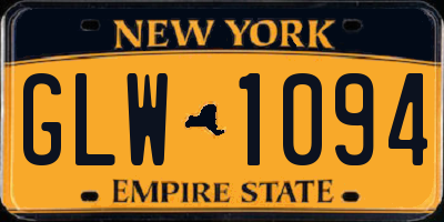 NY license plate GLW1094