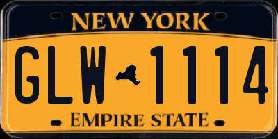 NY license plate GLW1114