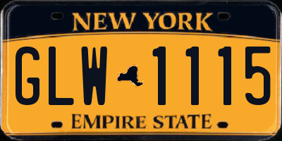 NY license plate GLW1115
