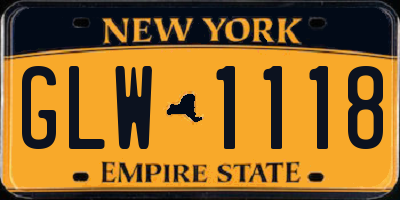 NY license plate GLW1118