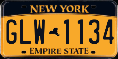 NY license plate GLW1134