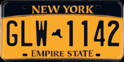 NY license plate GLW1142