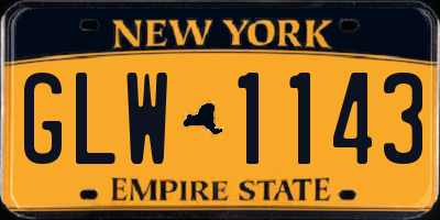NY license plate GLW1143