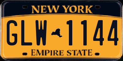 NY license plate GLW1144