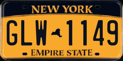 NY license plate GLW1149
